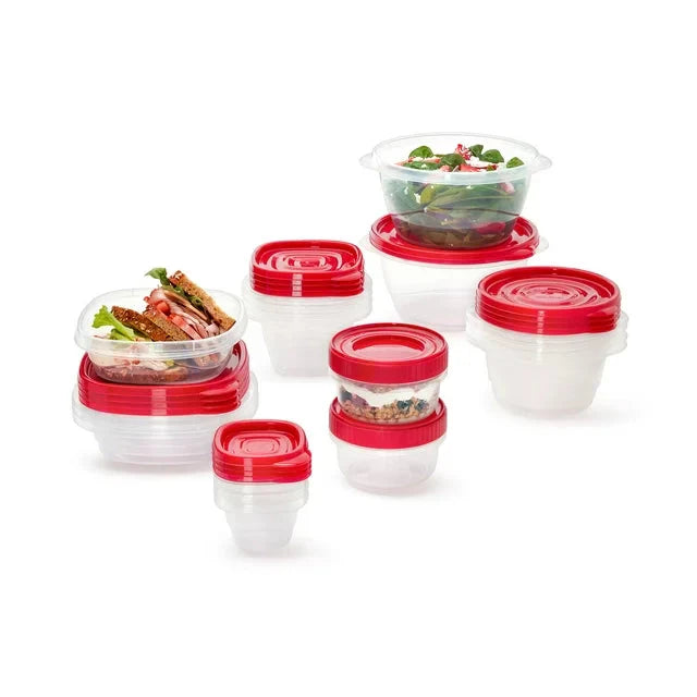 Rubbermaid TakeAlongs 40 Piece Food Storage Set, Red, Total of 12.6 Qts - Amado Deals - wholesale and distributors with free shipping in United States