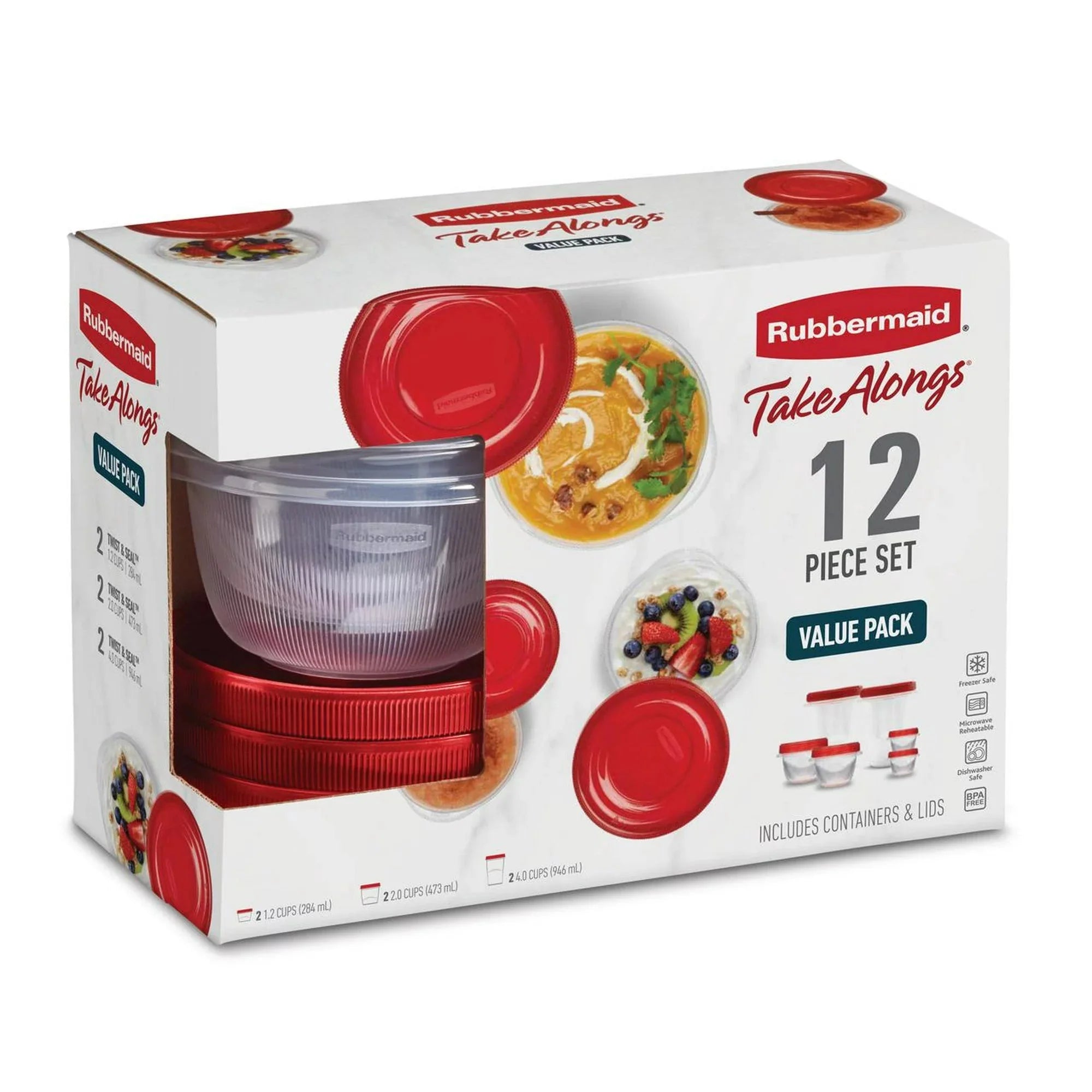 Rubbermaid Takealongs 12 Piece Food Storage Set, Red - Amado Deals - wholesale and distributors with free shipping in United States