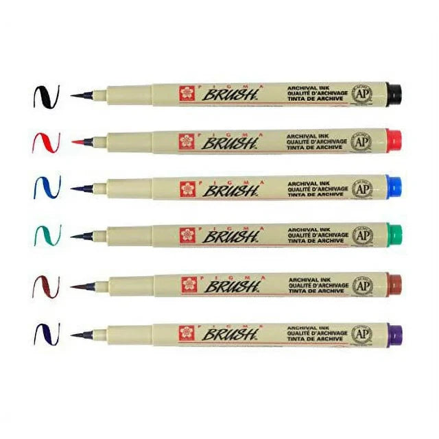 Sakura Pigma Brush Pen Set, 6-Colors - Amado Deals - wholesale and distributors with free shipping in United States
