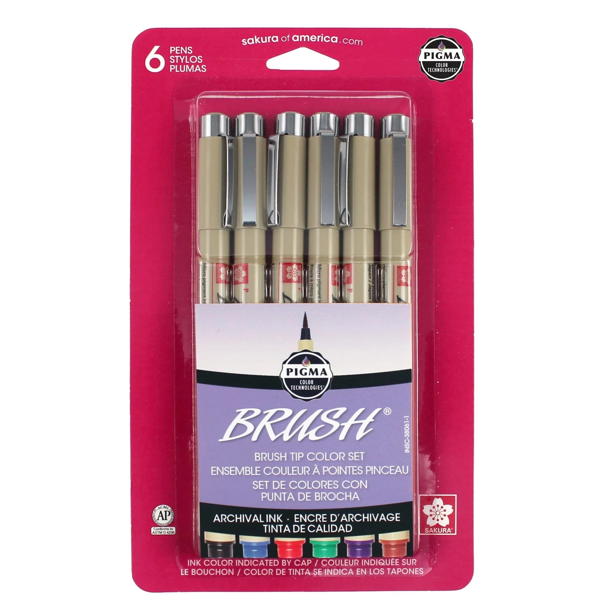 Sakura Pigma Brush Pen Set, 6-Colors - Amado Deals - wholesale and distributors with free shipping in United States