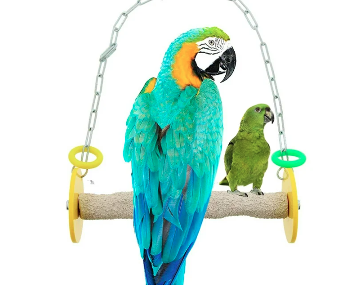 Shulemin Pet Bird Parrot Macaw Hanging Chain Swing Stand Perch Cage Pendant Chewing Toy,Random Color - Amado Deals - wholesale and distributors with free shipping in United States