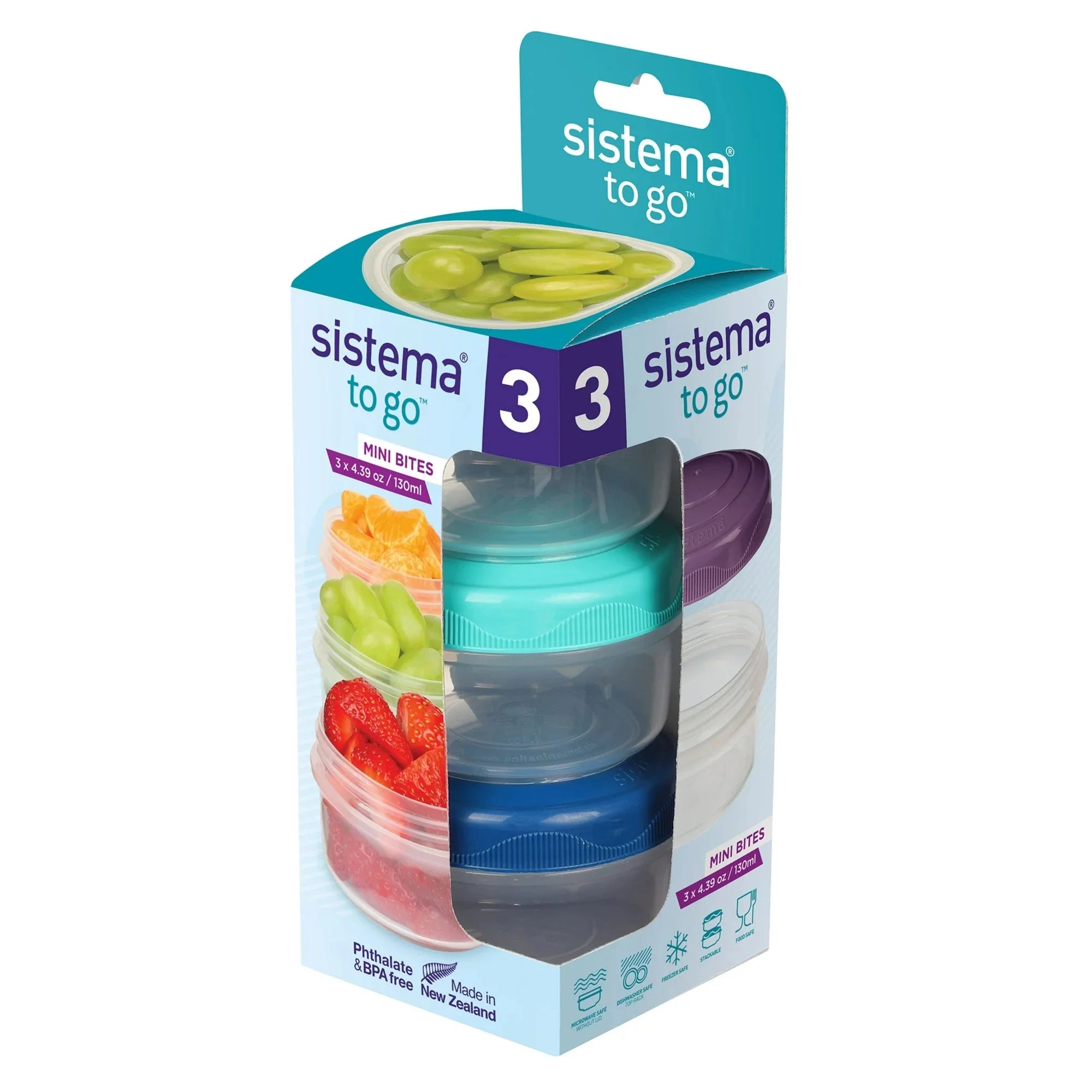 Sistema To Go, Set of 3, Mini Bites Round Food Storage Container - Amado Deals - wholesale and distributors with free shipping in United States