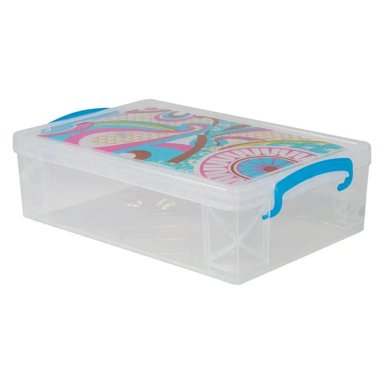 Super Stacker® Large Pencil Box, Clear with Blue Handles - Amado Deals - wholesale and distributors with free shipping in United States