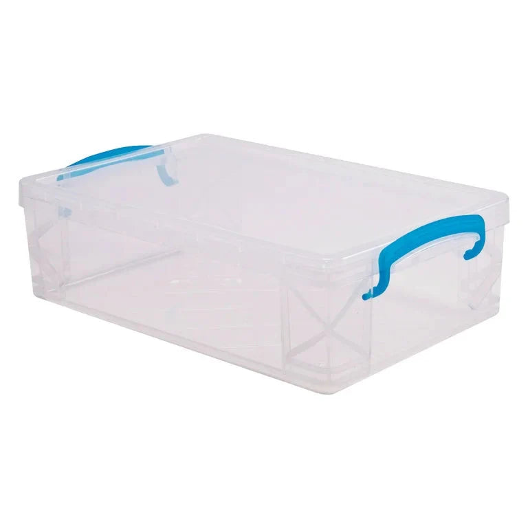 Super Stacker® Large Pencil Box, Clear with Blue Handles - Amado Deals - wholesale and distributors with free shipping in United States