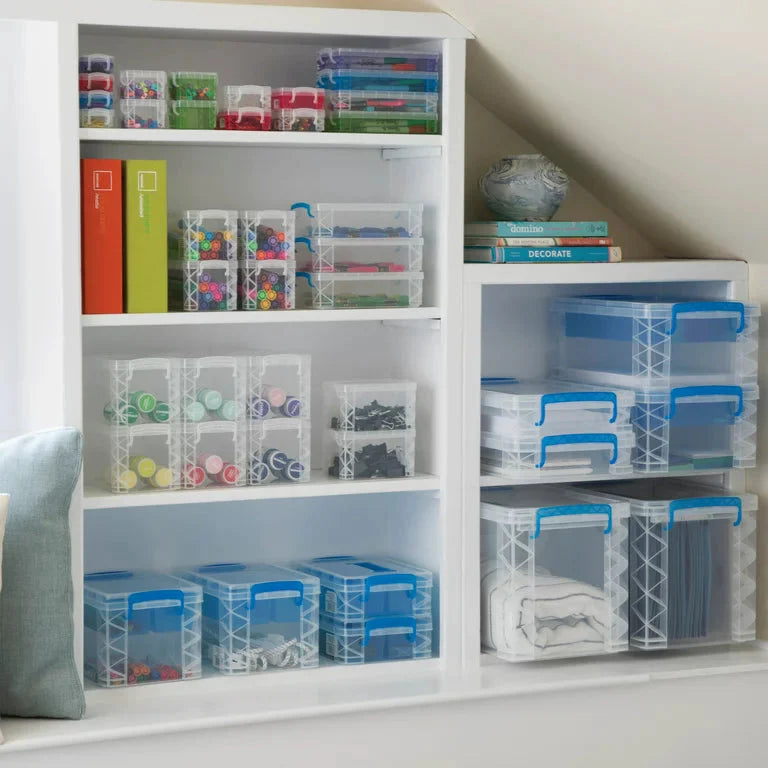 Super Stacker® Large Pencil Box, Clear with Blue Handles - Amado Deals - wholesale and distributors with free shipping in United States