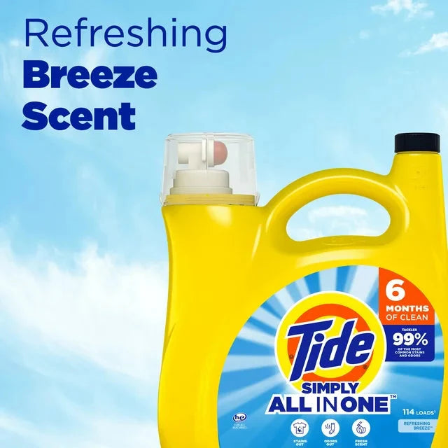 Tide Simply Liquid Laundry Detergent, Refreshing Breeze, 184 fl oz - Amado Deals - wholesale and distributors with free shipping in United States
