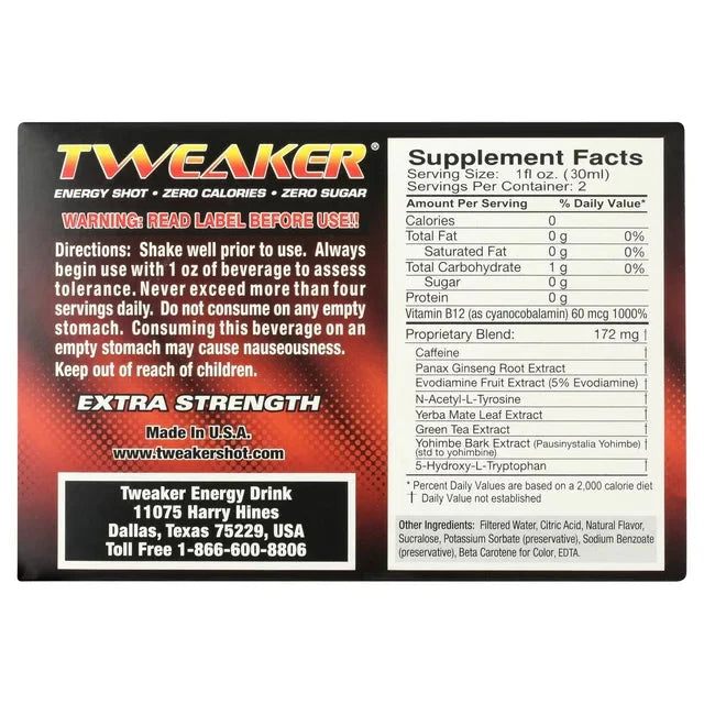 Tweaker Energy Shot, Mango Peach, 2 fl oz, 12 count - Amado Deals - wholesale and distributors with free shipping in United States