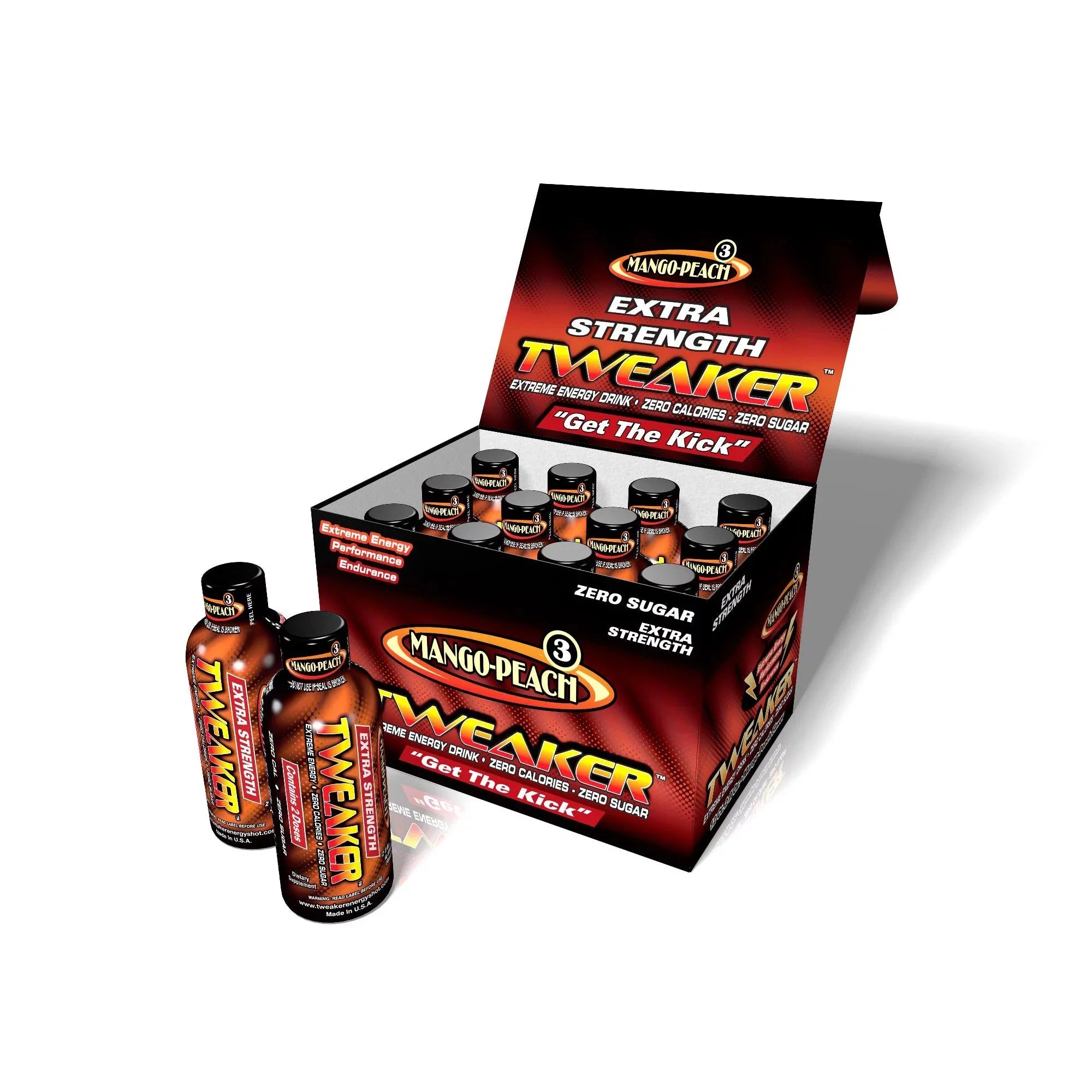 Tweaker Energy Shot, Mango Peach, 2 fl oz, 12 count - Amado Deals - wholesale and distributors with free shipping in United States