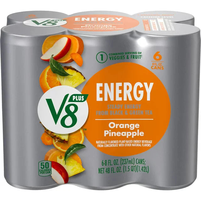 V8 +ENERGY Orange Pineapple Energy Drink, 8 fl oz Can (Pack of 6) - Amado Deals - wholesale and distributors with free shipping in United States